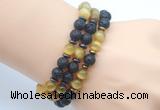 CGB7613 8mm black lava & golden tiger eye mala stretchy bracelets