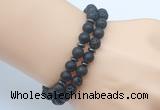 CGB7654 8mm black lava & matte black onyx mala stretchy bracelets