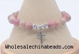 CGB7751 8mm pink wooden jasper bead with luckly charm bracelets