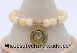 CGB7782 8mm honey jade bead with luckly charm bracelets