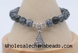 CGB7806 8mm snowflake obsidian bead with luckly charm bracelets