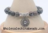 CGB7814 8mm grey opal bead with luckly charm bracelets wholesale