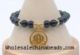 CGB7823 8mm black tourmaline bead with luckly charm bracelets