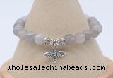 CGB7838 8mm grey banded agate bead with luckly charm bracelets