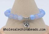 CGB7839 8mm blue banded agate bead with luckly charm bracelets