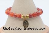 CGB7843 8mm red banded agate bead with luckly charm bracelets