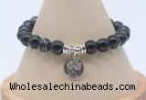 CGB7845 8mm black banded agate bead with luckly charm bracelets