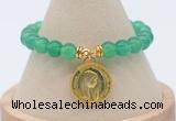 CGB7848 8mm green agate bead with luckly charm bracelets