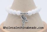 CGB7870 8mm white candy jade bead with luckly charm bracelets