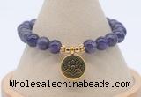 CGB7890 8mm amethyst gemstone bead with luckly charm bracelets