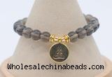 CGB7892 8mm smoky quartz bead with luckly charm bracelets