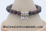 CGB7918 8mm red tiger eye bead with luckly charm bracelets