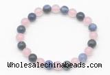 CGB8010 8mm rose quartz & sodalite gemstone beaded stretchy bracelets