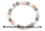 CGB8014 8mm moonstone, white moonstone & labradorite beaded stretchy bracelets