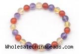 CGB8027 8mm amethyst, citrine & red agate beaded stretchy bracelets