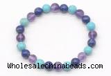 CGB8031 8mm amethyst, lapis lazuli & blue howlite beaded stretchy bracelets