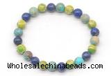 CGB8032 8mm lapis lazuli, blue & green sea sediment jasper beaded stretchy bracelets