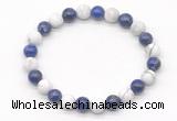 CGB8033 8mm lapis lazuli & matte white howlite beaded stretchy bracelets