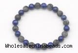 CGB8035 8mm lapis lazuli & matte black labradorite beaded stretchy bracelets