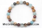 CGB8037 8mm amazonite, picasso jasper & picture jasper beaded stretchy bracelets