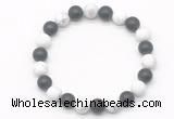 CGB8045 8mm matte white howlite & matte black agate beaded stretchy bracelets