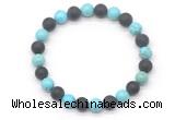 CGB8054 8mm blue howlite & matte black agate beaded stretchy bracelets