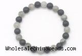 CGB8072 8mm labradorite & black lava beaded stretchy bracelets