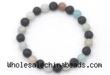 CGB8076 8mm amazonite & black lava beaded stretchy bracelets