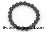 CGB8079 8mm matte black agate & black lava beaded stretchy bracelets