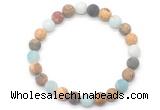 CGB8080 8mm matte amazonite, picture jasper & picasso jasper beaded stretchy bracelets