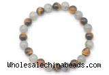 CGB8088 8mm matte yellow tiger eye & labradorite beaded stretchy bracelets