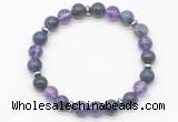 CGB8106 8mm sodalite, amethyst & hematite power beads bracelet