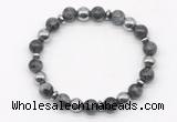 CGB8116 8mm black labradorite & hematite power beads bracelet