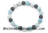 CGB8130 8mm amazonite, black lava & hematite power beads bracelet