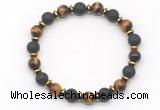 CGB8135 8mm yellow tiger eye, black lava & hematite power beads bracelet