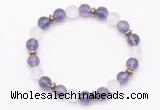 CGB8143 8mm amethyst, matte white crystal & hematite power beads bracelet