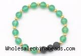 CGB8170 8mm green agate & black lava beaded stretchy bracelets