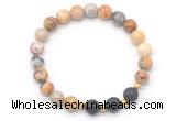 CGB8172 8mm yellow crazy lace agate & black lava beaded stretchy bracelets