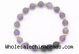 CGB8184 8mm matte amethyst & black lava beaded stretchy bracelets