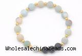 CGB8188 8mm matte amazonite & black lava beaded stretchy bracelets