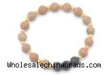 CGB8194 8mm matte wooden jasper & black lava beaded stretchy bracelets