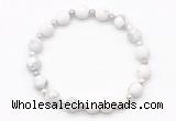 CGB8205 8mm matte white howlite & white lava beaded stretchy bracelets