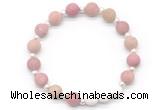 CGB8207 8mm matte pink wooden jasper & white lava beaded stretchy bracelets