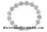 CGB8208 8mm matte grey picture jasper & white lava beaded stretchy bracelets