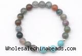 CGB8218 8mm Indian agate & blue howlite beaded stretchy bracelets