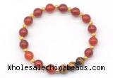 CGB8220 8mm red agate & yellow tiger eye beaded stretchy bracelets