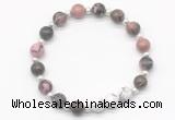 CGB8221 8mm rhodonite & white howlite beaded stretchy bracelets