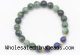 CGB8223 8mm ruby zoisite & lapis lazuli beaded stretchy bracelets