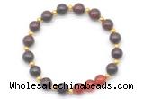 CGB8238 8mm brecciated jasper & red agate beaded stretchy bracelets