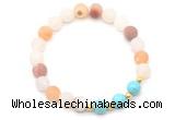 CGB8244 8mm matte druzy agate & blue howlite beaded stretchy bracelets